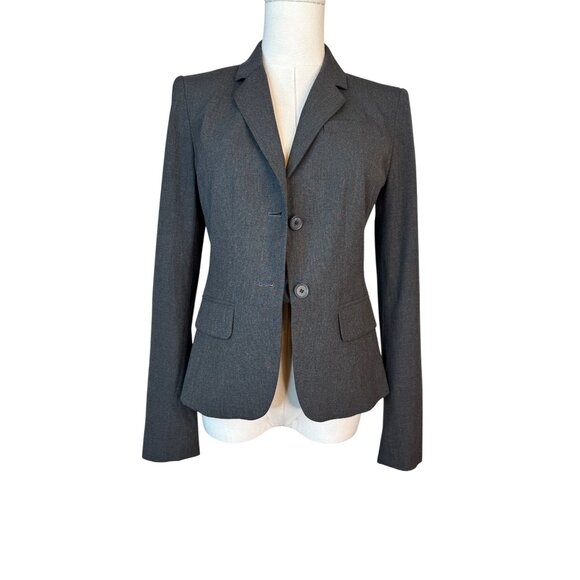 Ann Taylor Size 0 Gray Blazer Fitted 2-Button Front Polyester/Rayon/Spandex - Picture 8 of 16
